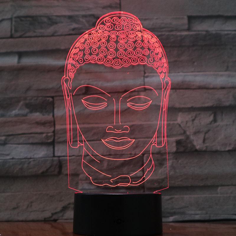 Lampe Led 3D Tête de Bouddha