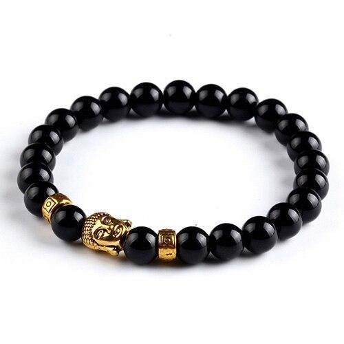 Bracelet Bouddha  perles noires naturelle