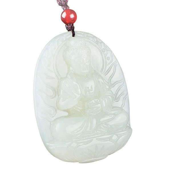 Pendentif Bouddha  Jade Blanc Guérisseur