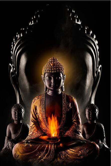 Tableau Bouddha Flamme
