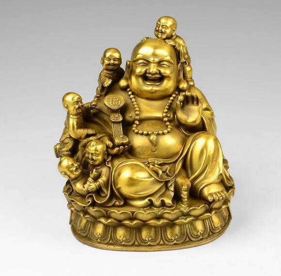 Statue Bouddha rieur aux 5 enfants