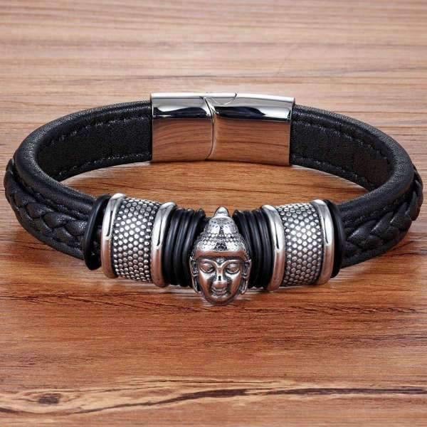 Bracelet Tête de Bouddha cuir