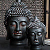 Statue Bouddha buste Shakyamuni argile noir