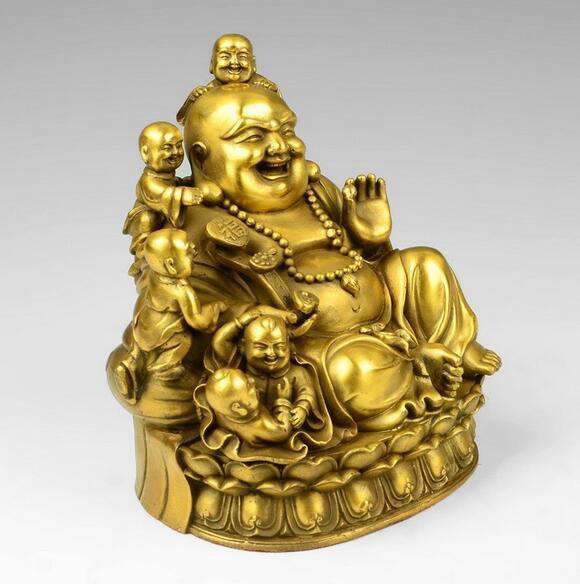 Statue Bouddha rieur aux 5 enfants