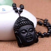 Pendentif Tête du Bouddha Obsidienne noire