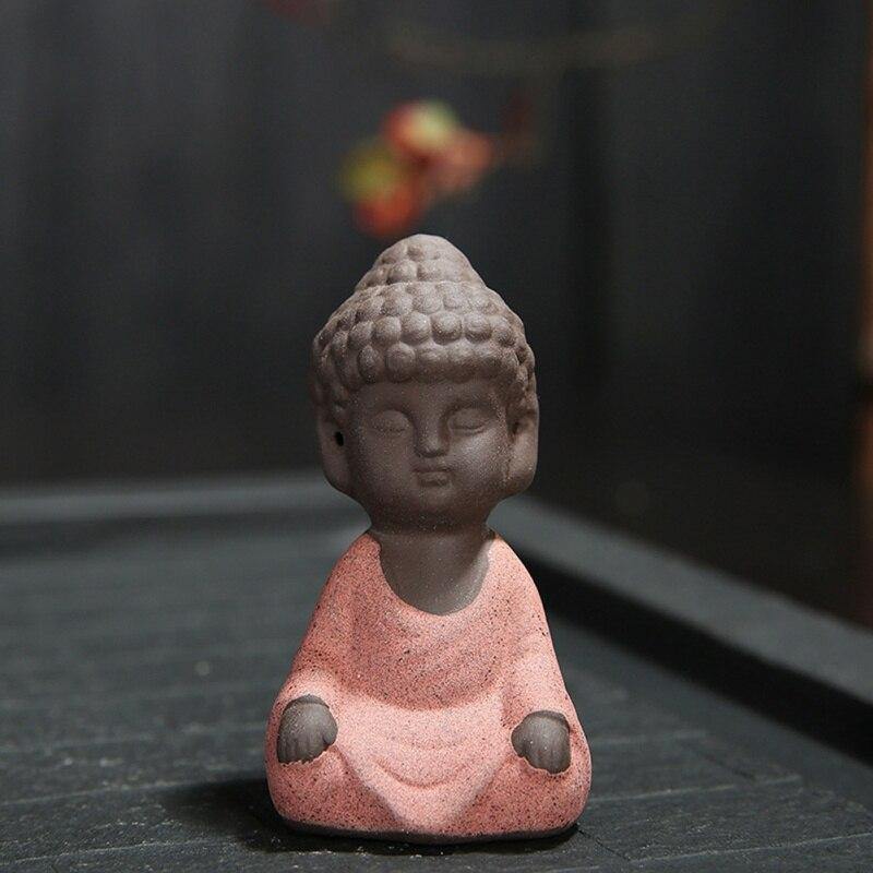 Petite Statue Moine Bouddha Rouge