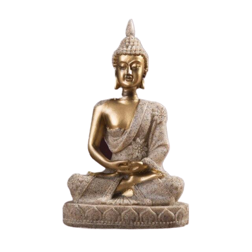 Statuette Bouddha Assis Résine Doré 42cm