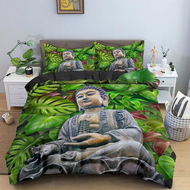 Housse de Couette Bouddha Statue Grise