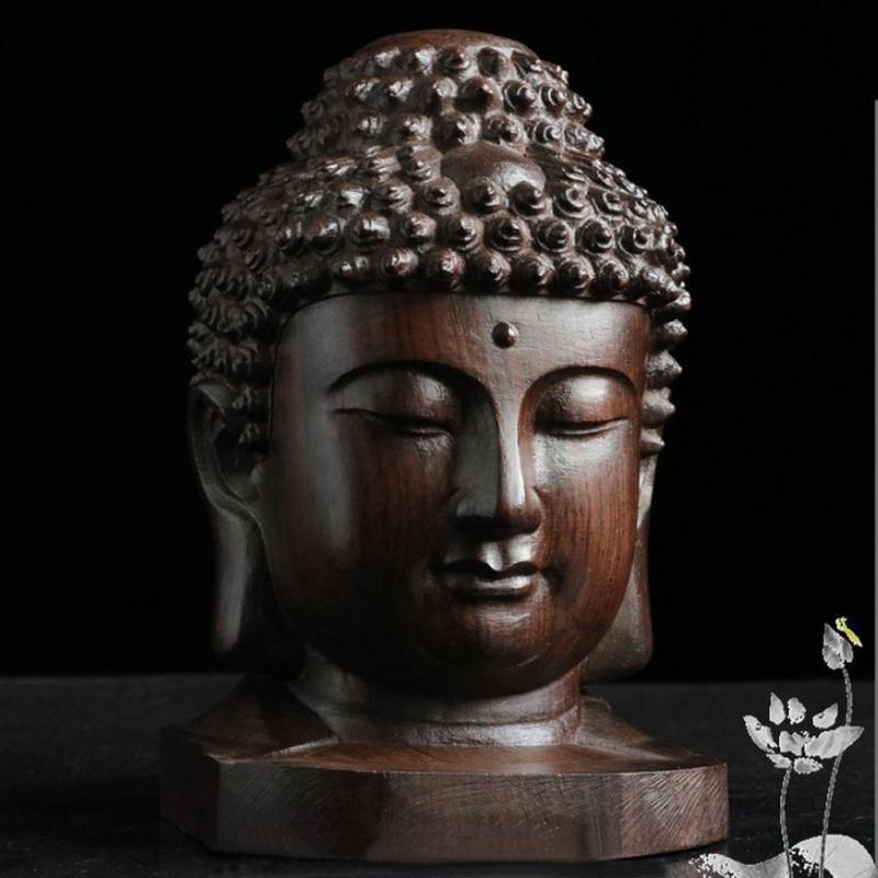 Tête De Bouddha En Bois