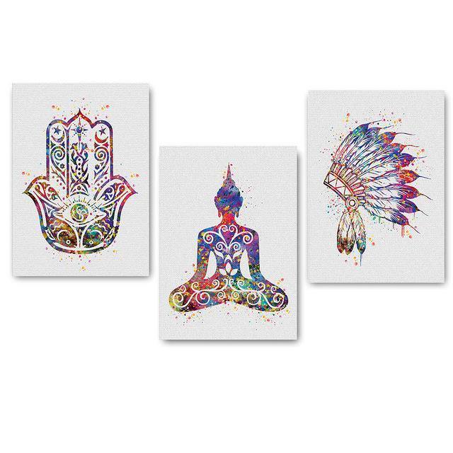 Tableau bouddha Buda gris - TenStickers