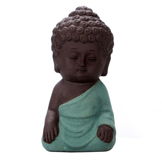 Statue Bouddha Vert Mini Moine