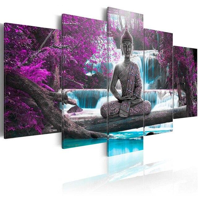 Tableau Bouddha Cascade violet