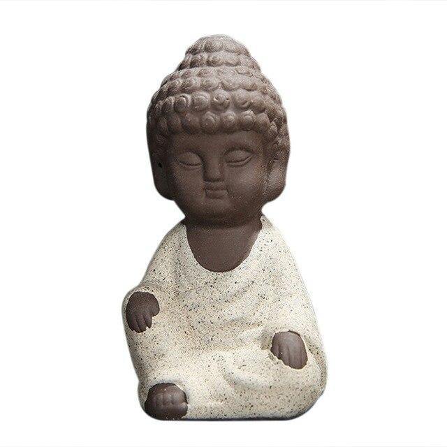 Petite Statue Moine Bouddha Blanc