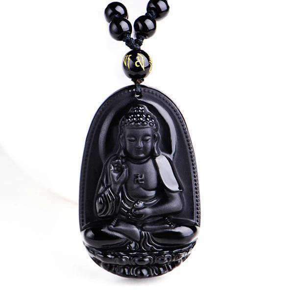 Pendentif Bouddha Obsidienne noire
