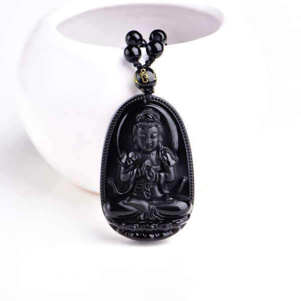 Pendentif Bouddha Obsidienne noire