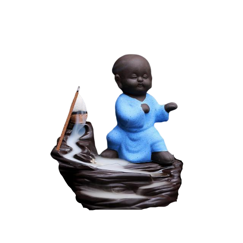 Porte Encens Moine Shaoline Bleu