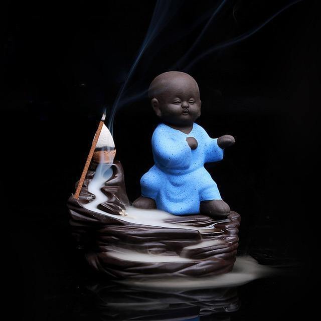 Porte Encens Moine Shaoline Bleu