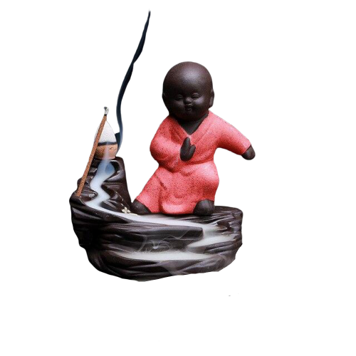 Porte Encens Moine Shaoline Rouge