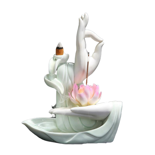 Porte Encens Mudras Gyan Vert Fleur Rose