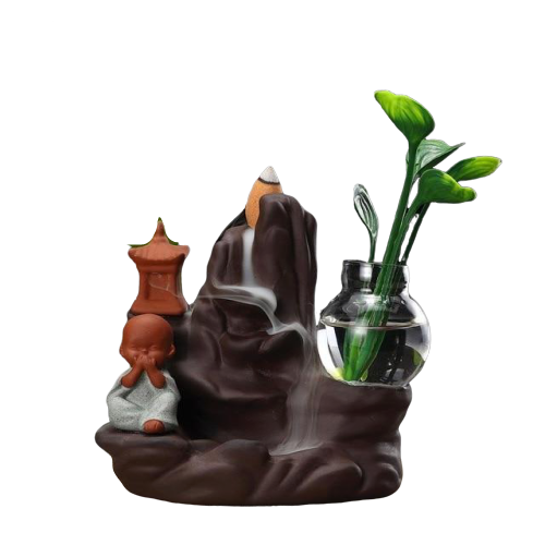 Porte Encens Moine Sous La Cascade Vert