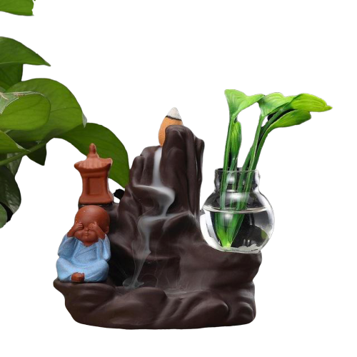 Porte Encens Moine Sous La Cascade Bleu